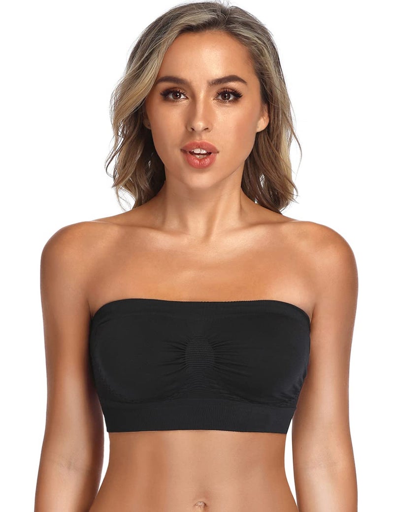 ANGOOL Strapless Comfort Wireless Bra with Slip Silicone Bandeau Bralette Tube Top 1Pack Black - Image 1